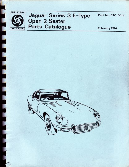 ジャガー パーツカタログ シリーズ3 E-type Open 2-Seater The Complete Jaguar Series 2 Parts Manual References