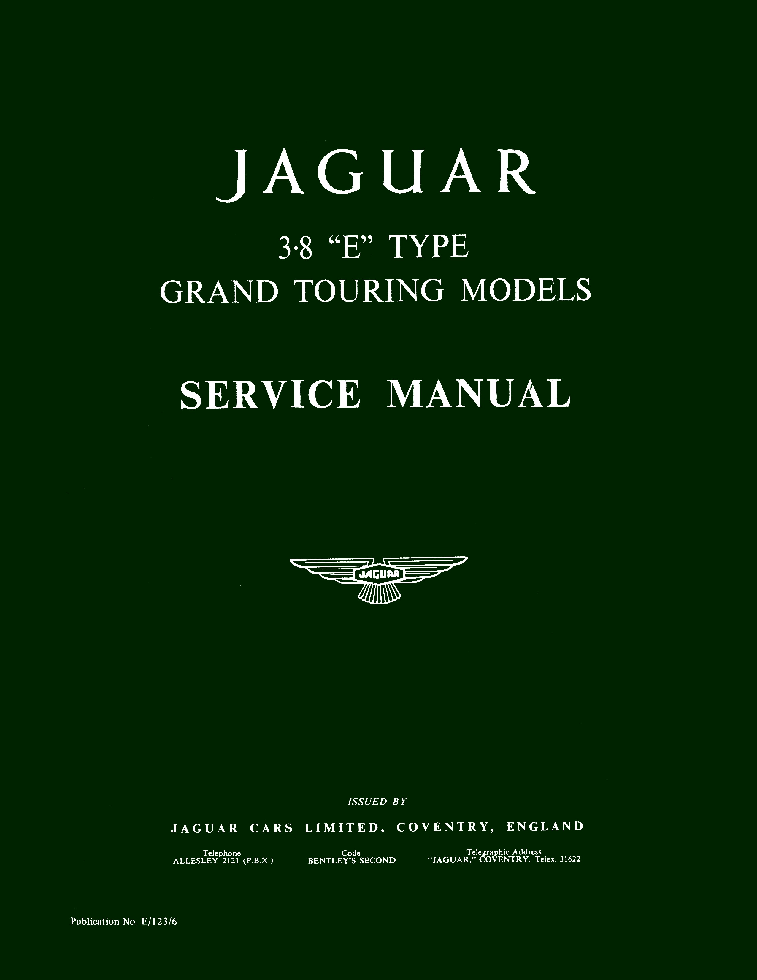 JAGUAR E-Type 3.8 & 4.2 SERIE 1 & 2 Manuale di servizio BOOK LIBRO AUTO 