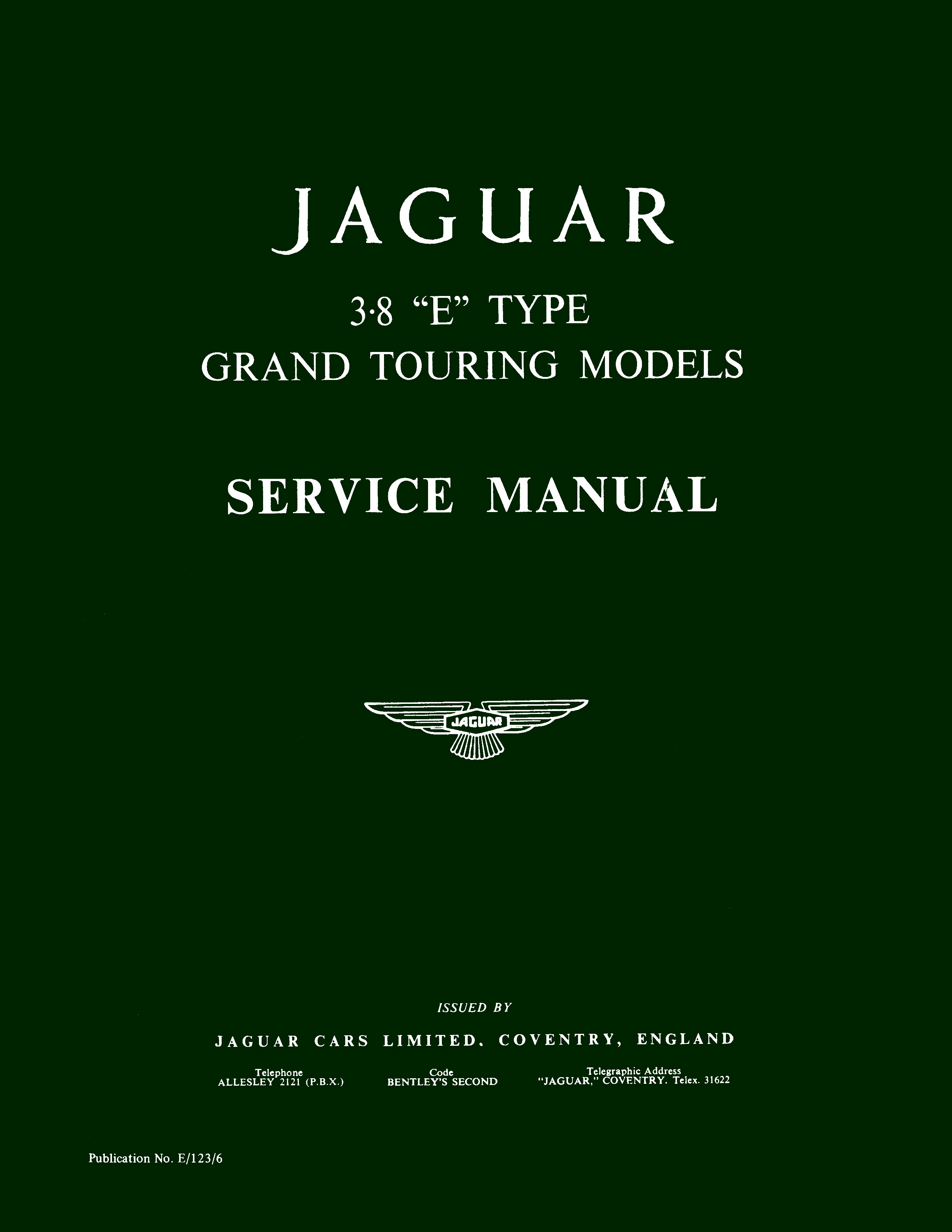 This Jaguar Service Manual is the official factory publication for Jaguar E-Type Series 1 3.8 models, and contains comprehensive system coverage including a ...